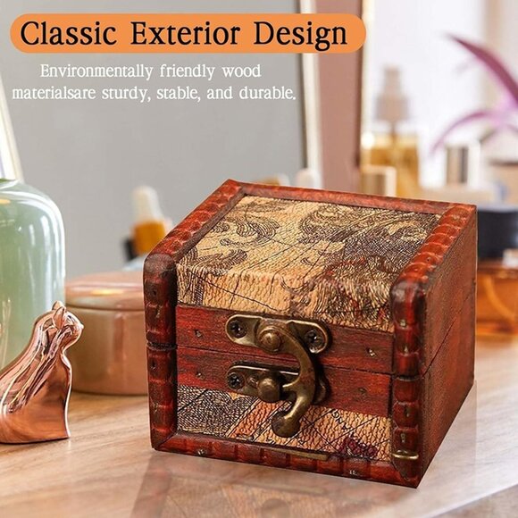 NEW Wooden Jewelry Box, Classical Wood Jewlery Box Jewelery Storage Box Case - Picture 8 of 9